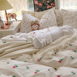 Boxtoday -New Small Rose Four-Piece Set Sweet Girly Small Floral Quilt Cover Cotton Bed Sheet Pure Cotton Bedding