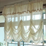 Boxtoday Pastoral Roller Shutter with Valance Balloon Blinds Solid Beige Finished Kitchen Cafe Cortinas Korean Style Pull-ties Curtains