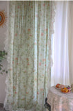 Boxtoday American Style Countryside Flower Voile Curtains for Windows Decor, Valance Drapes in Living Room, Customizable Sheer Curtains