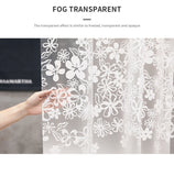 White fashion elegant clean flower shower curtain bathroom waterproof EVA Fog translucent curtains for bathroom shower w/ Hooks