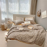 Boxtoday -Pure Cotton Ultra Soft Vintage Floral Bedding Boho Duvet Cover with Ball Fringe Pom Pom Duvet Cover 2 Pillow shams 1 Bed Sheet