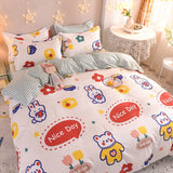 Boxtoday -Home Bed Duvet Quilt Cover Set Flat Sheet Pillowcase Soft Bedding Set for Adult Kids Twin Queen Cotton Ployester