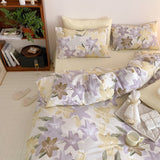 Boxtoday -100% Cotton Lily Flower-covered Duvet Cover Single/Queen/King Size HomeTextile Bedsheet Quilt Cover Soft Luxury Bedding Set