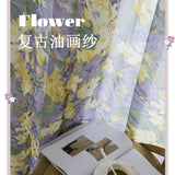 Boxtoday  Retro Oil-printing Flower Window Curtains, American Style, Countryside Retro, Sheer Tulle Valance, Living Room and Bedroom