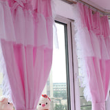 Boxtoday  Korean Princess Style Window Curtains, Cotton, Pink, 2 Layer Curtain for Living Room, Cloth with Lace, Home, Wedding Decor