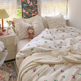 Boxtoday -New Small Rose Four-Piece Set Sweet Girly Small Floral Quilt Cover Cotton Bed Sheet Pure Cotton Bedding