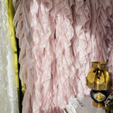 Boxtoday   Pink Rococo Style Flounces Curtain Shop Window Decoration Gauze Curtain Multi-Layered Lace Bedside Curtain Bedroom Decor