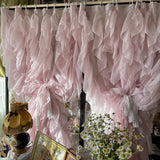 Boxtoday   Pink Rococo Style Flounces Curtain Shop Window Decoration Gauze Curtain Multi-Layered Lace Bedside Curtain Bedroom Decor