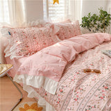 Boxtoday -New Princess Style Girls Bedding Set Ruffle Bed Sheet 100% Cotton Quilt Cover Queen King Size Fitted Bed Sheets With Pillow Case