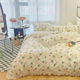 Boxtoday -Polyester Bedding Set Pastoral Style Tulip Pattern Flowers Floral- Double -- Pillow Case / Bed Sheet / Quilt Cover