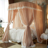 Boxtoday  Nostalgia Linen Princess Bed Valance Bed Curtain U- Shape Rail Three Doors Mosquito Net Double Bed Mantle Bedroom Decoration