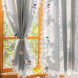 Boxtoday  Lace Decorative Short Cloth Curtain for Window Drapes, Pastoral Plaid Pattern, 3 Side, Living Room, Customizable Blinds Curtains