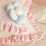 Boxtoday -Princess Style Winter Thickened Milk Fiber Four-Piece Girl's Heart Three-Dimensional Flower Quilt Cover Coral Fleece Bedding