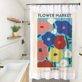 Nordic Shower Curtain Waterproof Bath Curtains Flower Pattern Printed Bathroom Screen Moisture Proof Bathing Cover with Hooks