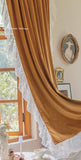 Boxtoday  Retro Orange Velvet Window Curtain for Living Room Bedroom French Style Lace Romance Blackout Room Divider Home Decoration