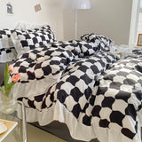 Boxtoday -Luxury Black and White Ruffled Bedding Set Fashion Bedspreads Home Textiles Duvet Cover Sheet Pillowcase for Teens Girls 3/4pcs