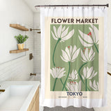 Nordic Shower Curtain Waterproof Bath Curtains Flower Pattern Printed Bathroom Screen Moisture Proof Bathing Cover with Hooks