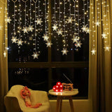 Christmas Decoration LED Snowflake Curtain Light Xmas Fairy Garland String Light For Home Room Festival Party New Year Ornament