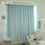 Carved Korean Garden Curtain for Living Room Bedroom Princess Lace Star Bling Bling Solid Shading Finished Small Fresh Curtains