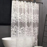 White fashion elegant clean flower shower curtain bathroom waterproof EVA Fog translucent curtains for bathroom shower w/ Hooks