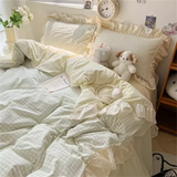 Boxtoday Ins Princess Style Bedding Sets Ruffle Lace Bow Quilt Cover Romantic Bedclothes Decor Woman Girls Bedroom Duvet Cover 4pcs