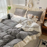 Boxtoday Ins Princess Style Bedding Sets Ruffle Lace Bow Quilt Cover Romantic Bedclothes Decor Woman Girls Bedroom Duvet Cover 4pcs