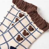 Boxtoday Gift Bear Plaid fuzzy socks