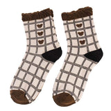 Boxtoday Gift Bear Plaid fuzzy socks