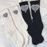 Boxtoday Gift Checker Heart Knee Socks