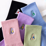 Boxtoday Gift Dino Embroidery Pastel Socks