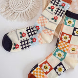 Boxtoday Gift Flower Checkered Socks