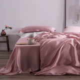 Boxtoday Liv-Esthete Wine Red 100% Silk Bedding Set Women Beauty HeaLthy Duvet Cover Set Flat Sheet Bed Linen For Healthy Bed Set 4pcs