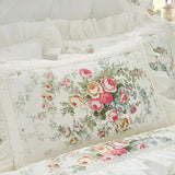 Boxtoday Pastoral Princess White Bedding Set Luxury Korean Style Flower Print Ruffles Duvet Cover Bed Skirt Bedspread Pillowcases Cotton