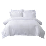 Boxtoday White Satin Stripes 100% Cotton Hotel Bedding Sets Queen King Size Solid Color Duvet Cover Bed Sheet Pillowcases Home Textile