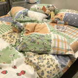 Boxtoday Vintage flower strawberry plaid bedding set,single double cotton twin full queen home textile bed sheet pillow case duvet cover