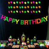 Boxtoday Glow Party Supplies UV Neon Balloons Rainbow Glow Hanging Fluorescent Banner Birthday Wedding Bachelor Party Decoration