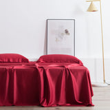 Boxtoday Liv-Esthete Wine Red 100% Silk Bedding Set Women Beauty HeaLthy Duvet Cover Set Flat Sheet Bed Linen For Healthy Bed Set 4pcs