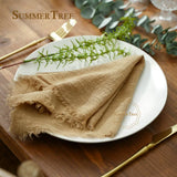 Boxtoday 10pcs Retro Napkins Rustic Table Decoration Cotton Gauze Hanky Tea Towel Dining Place Mats Wedding Restaurant Supplies 42*42cm