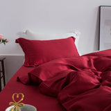 Boxtoday Liv-Esthete Wine Red 100% Silk Bedding Set Women Beauty HeaLthy Duvet Cover Set Flat Sheet Bed Linen For Healthy Bed Set 4pcs