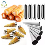 Boxtoday 6/12/24pcs Kitchen Stainless Steel Baking Cones Horn Pastry Roll Cake Mold Spiral Baked Croissants Tubes Cookie Dessert Tool ZXH