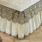 Boxtoday Beige Velvet Lace Quilted Bedding Bedspread Bed Skirt Pillowcases With Cotton Thick Warm Sheet Mattress Cover Queen King Size