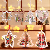 Boxtoday 10cm 3D Wooden Chirstmas Tree Hanging Pendants Xmas Decoration for Home Party New Year Noel Star Xmas Tree Bell Navidad