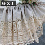 Boxtoday Retro Tassels Short Curtains For Kitchen Beige Cotton Linen Lace Half Tulle Curtain Wine Cabinet Door Christmas Decor Curtain