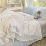 Boxtoday Kawaii Ruffle Bedding Set Cute Princess Lace Queen Size Quilt Cover 100% Cotton Set Luxury Fitted Bed Sheet With Pillow Case