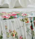 Boxtoday Pastoral Princess White Bedding Set Luxury Korean Style Flower Print Ruffles Duvet Cover Bed Skirt Bedspread Pillowcases Cotton