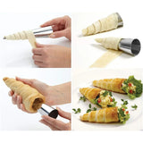 Boxtoday 6/12/24pcs Kitchen Stainless Steel Baking Cones Horn Pastry Roll Cake Mold Spiral Baked Croissants Tubes Cookie Dessert Tool ZXH