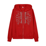 Boxtoday Gift Y2K Rhinestone Skeleton Hoodie