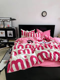Boxtoday Gift Korean Pink Letter Bedding Set