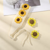 knitted Suit Crochet Knitted Sunflower Wide-Brimmed Hair Band Wool Turban Head Accessories Headband Women's Handmade Hair Accessories Bandana