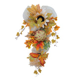 fall wreaths for front door 2024 New Autumn Garland Rattan Upside down Tree Variety Pumpkin Pine Cone Mesh Sun